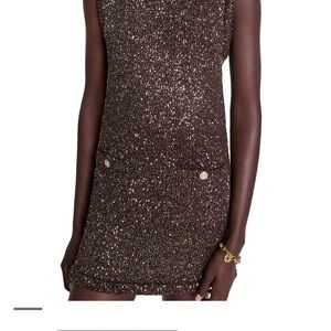 Maje Raillette Shimmering Brown Mini Dress